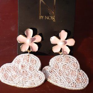 N by Noir Pink Beaded Flower & Hat Earrings NWT